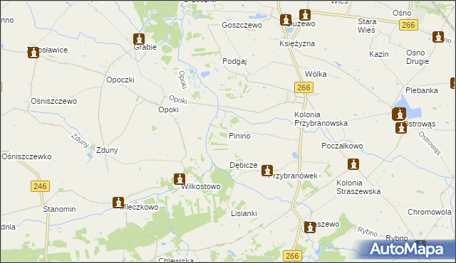 mapa Pinino gmina Aleksandrów Kujawski, Pinino gmina Aleksandrów Kujawski na mapie Targeo