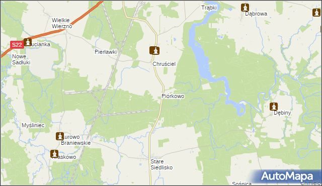 mapa Piórkowo gmina Płoskinia, Piórkowo gmina Płoskinia na mapie Targeo