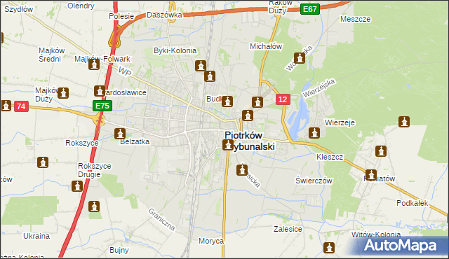 mapa Piotrków Trybunalski, Piotrków Trybunalski na mapie Targeo