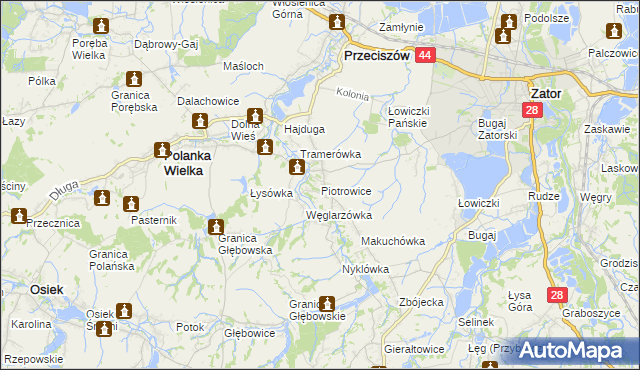mapa Piotrowice gmina Przeciszów, Piotrowice gmina Przeciszów na mapie Targeo