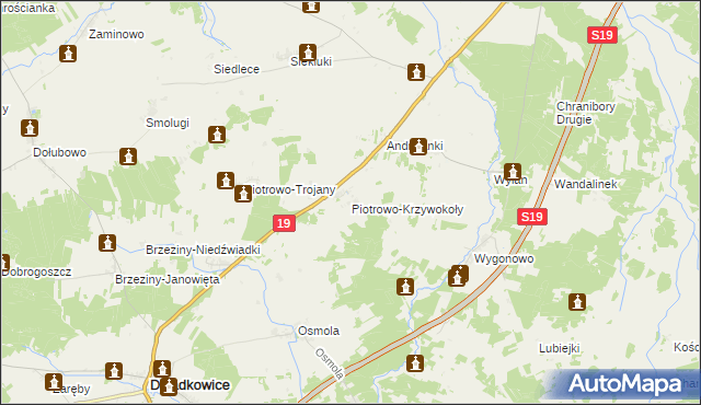 mapa Piotrowo-Krzywokoły, Piotrowo-Krzywokoły na mapie Targeo