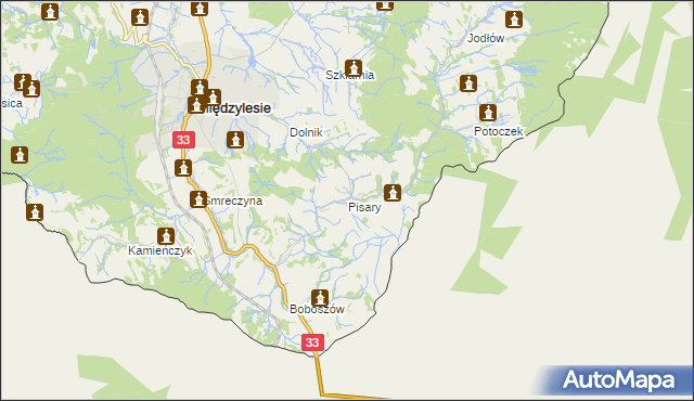 mapa Pisary gmina Międzylesie, Pisary gmina Międzylesie na mapie Targeo