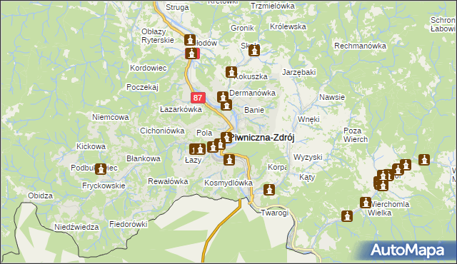 mapa Piwniczna-Zdrój, Piwniczna-Zdrój na mapie Targeo