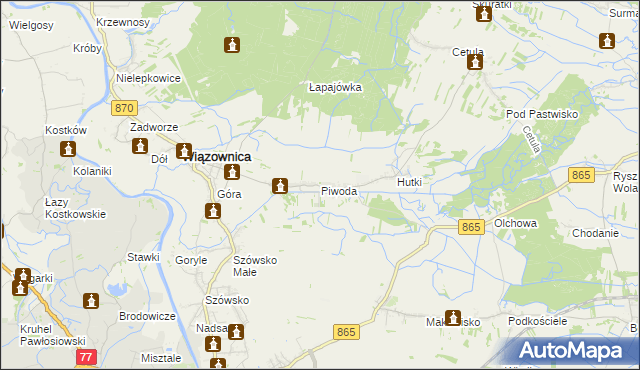 mapa Piwoda, Piwoda na mapie Targeo