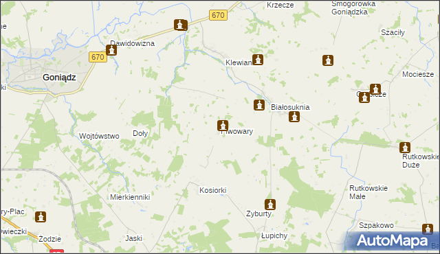mapa Piwowary, Piwowary na mapie Targeo