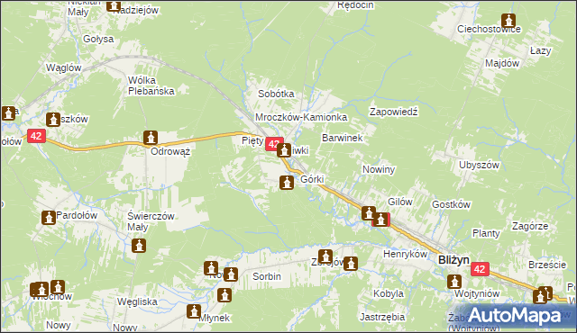 mapa Płaczków, Płaczków na mapie Targeo