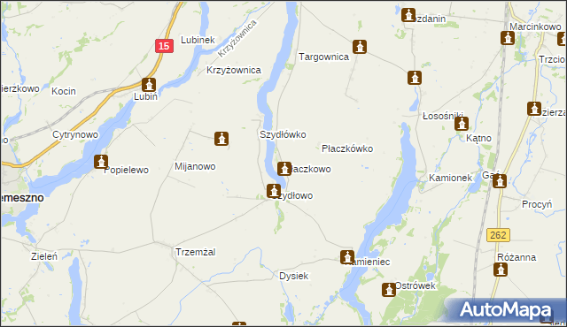 mapa Płaczkowo gmina Trzemeszno, Płaczkowo gmina Trzemeszno na mapie Targeo