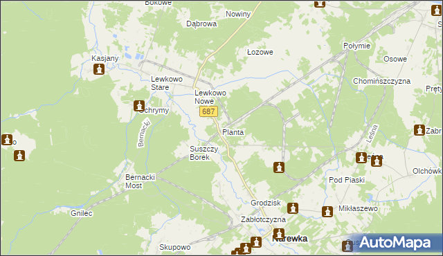 mapa Planta gmina Narewka, Planta gmina Narewka na mapie Targeo