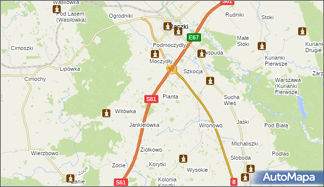 mapa Planta gmina Raczki, Planta gmina Raczki na mapie Targeo