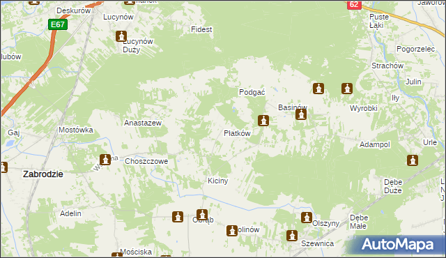 mapa Płatków gmina Zabrodzie, Płatków gmina Zabrodzie na mapie Targeo