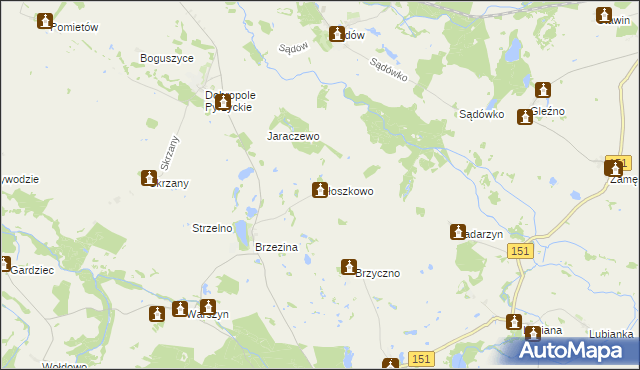 mapa Płoszkowo gmina Dolice, Płoszkowo gmina Dolice na mapie Targeo