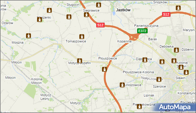 mapa Płouszowice, Płouszowice na mapie Targeo