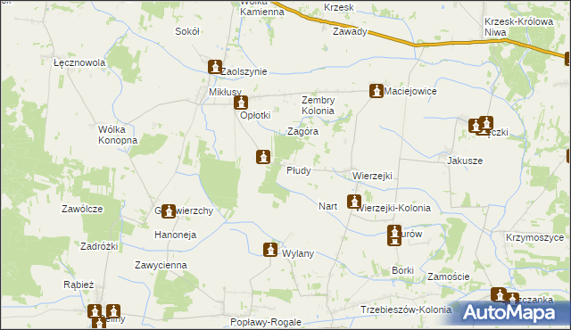 mapa Płudy gmina Trzebieszów, Płudy gmina Trzebieszów na mapie Targeo