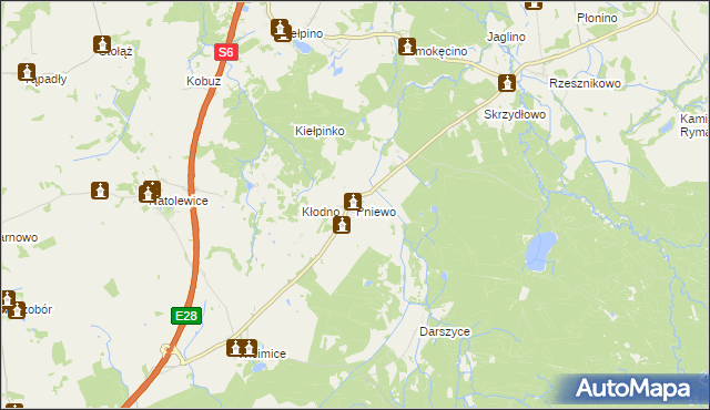 mapa Pniewo gmina Płoty, Pniewo gmina Płoty na mapie Targeo