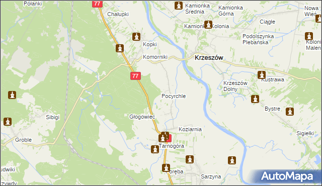 mapa Pocyrchle, Pocyrchle na mapie Targeo