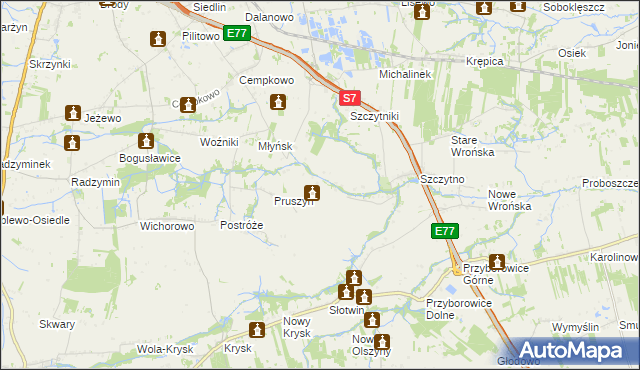 mapa Poczernin gmina Płońsk, Poczernin gmina Płońsk na mapie Targeo