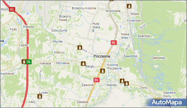 mapa Poczesna, Poczesna na mapie Targeo