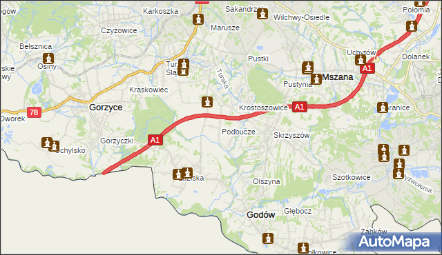 mapa Podbucze gmina Godów, Podbucze gmina Godów na mapie Targeo
