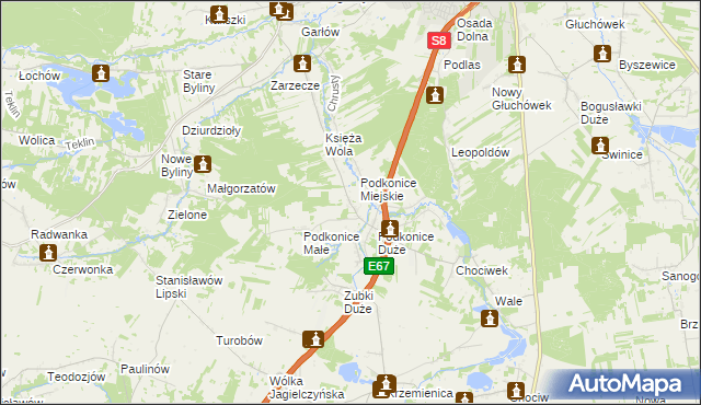 mapa Podkońska Wola, Podkońska Wola na mapie Targeo