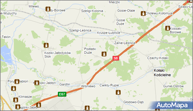 mapa Podłatki Małe, Podłatki Małe na mapie Targeo