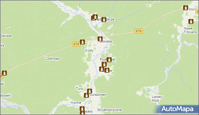 mapa Podłaźnie, Podłaźnie na mapie Targeo