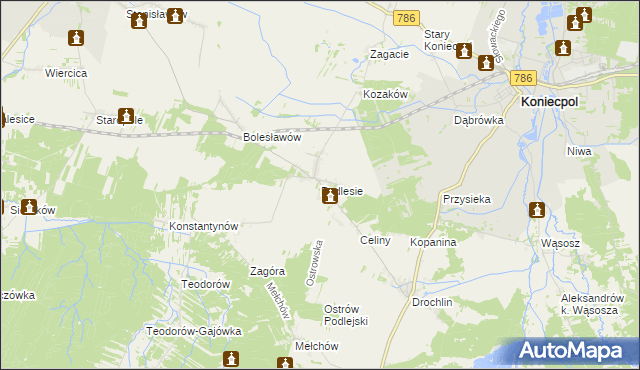 mapa Podlesie gmina Lelów, Podlesie gmina Lelów na mapie Targeo