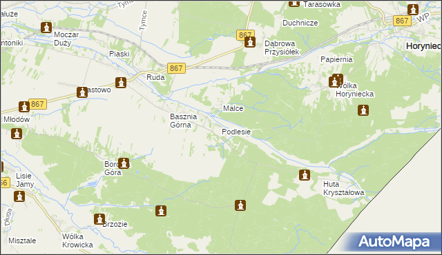 mapa Podlesie gmina Lubaczów, Podlesie gmina Lubaczów na mapie Targeo