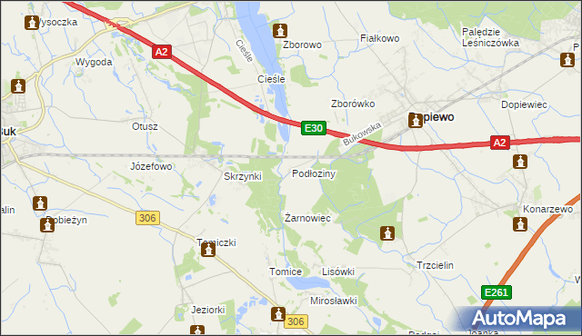 mapa Podłoziny, Podłoziny na mapie Targeo