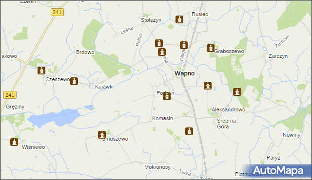 mapa Podolin gmina Wapno, Podolin gmina Wapno na mapie Targeo