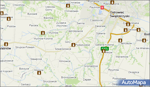 mapa Podszkodzie, Podszkodzie na mapie Targeo