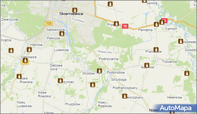 mapa Podtrzcianna, Podtrzcianna na mapie Targeo