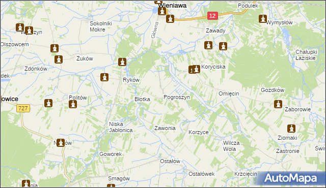 mapa Pogroszyn, Pogroszyn na mapie Targeo