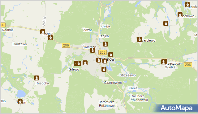 mapa Polanów powiat koszaliński, Polanów powiat koszaliński na mapie Targeo