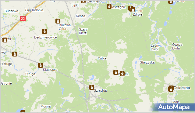 mapa Pólka gmina Osieczna, Pólka gmina Osieczna na mapie Targeo