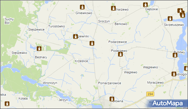 mapa Pomarzanki gmina Pobiedziska, Pomarzanki gmina Pobiedziska na mapie Targeo