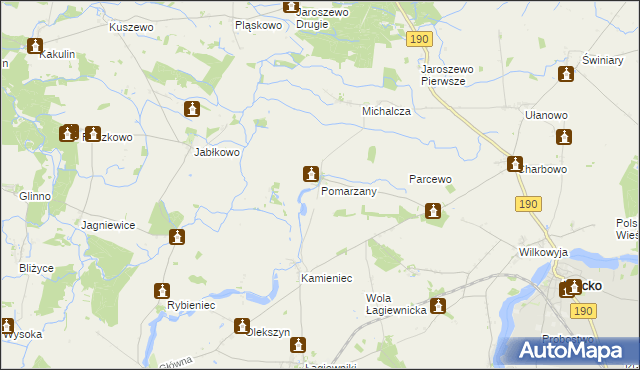 mapa Pomarzany gmina Kłecko, Pomarzany gmina Kłecko na mapie Targeo