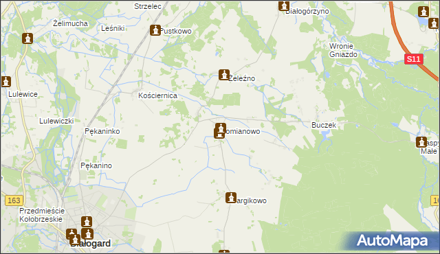 mapa Pomianowo gmina Białogard, Pomianowo gmina Białogard na mapie Targeo