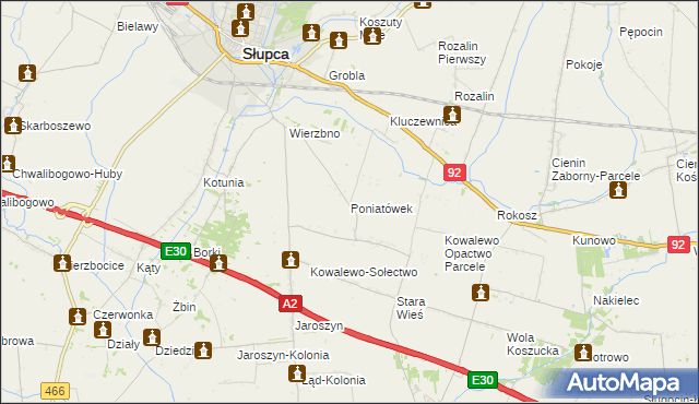 mapa Poniatówek gmina Słupca, Poniatówek gmina Słupca na mapie Targeo