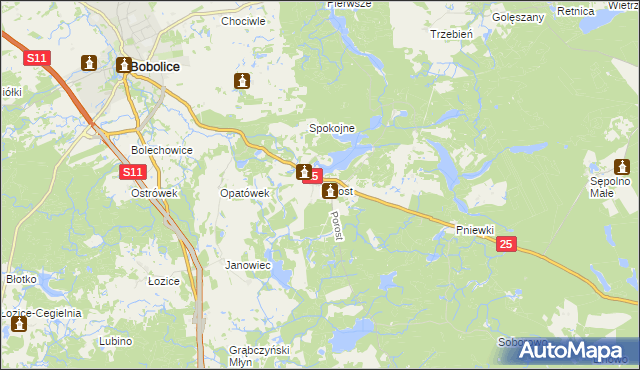 mapa Porost, Porost na mapie Targeo