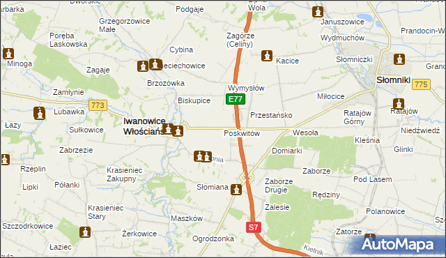 mapa Poskwitów, Poskwitów na mapie Targeo