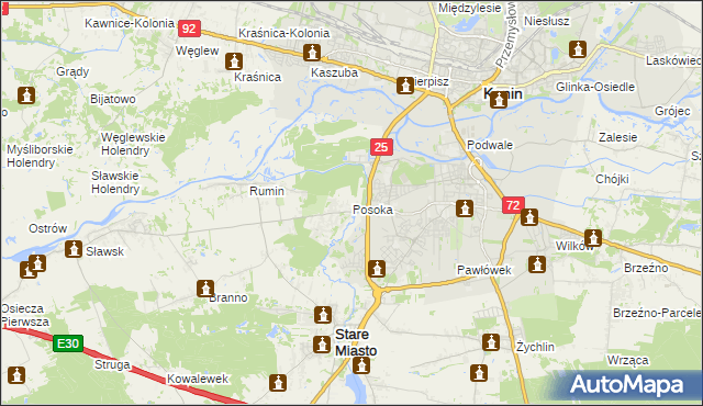 mapa Posoka gmina Stare Miasto, Posoka gmina Stare Miasto na mapie Targeo