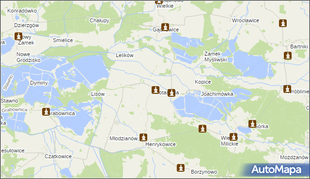 mapa Potasznia gmina Milicz, Potasznia gmina Milicz na mapie Targeo