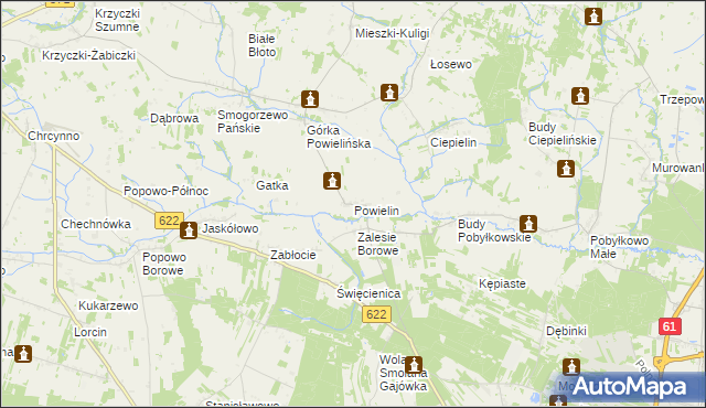 mapa Powielin, Powielin na mapie Targeo
