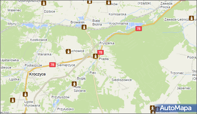 mapa Pradła, Pradła na mapie Targeo