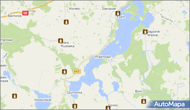mapa Prażmowo, Prażmowo na mapie Targeo