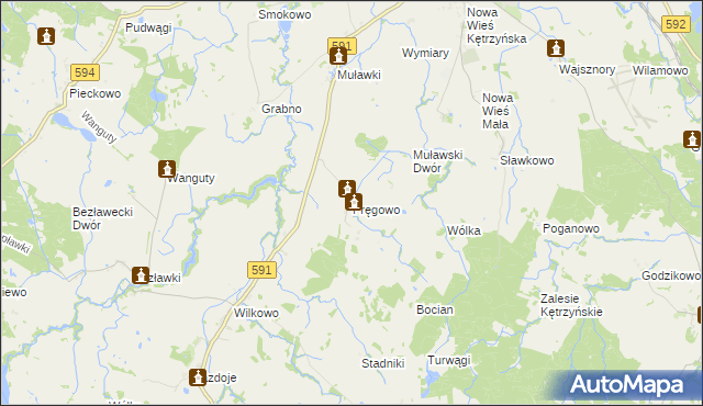 mapa Pręgowo gmina Kętrzyn, Pręgowo gmina Kętrzyn na mapie Targeo