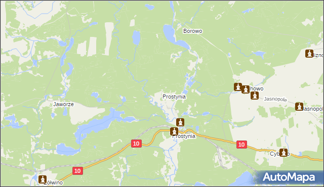 mapa Prostynia gmina Kalisz Pomorski, Prostynia gmina Kalisz Pomorski na mapie Targeo