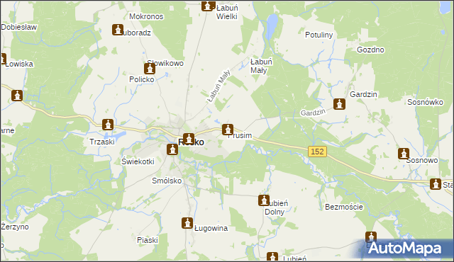 mapa Prusim gmina Resko, Prusim gmina Resko na mapie Targeo