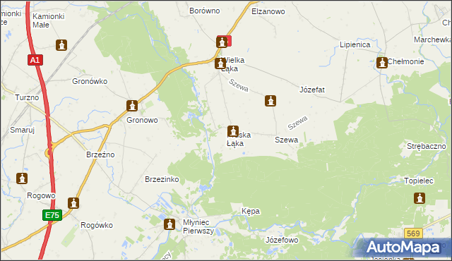 mapa Pruska Łąka, Pruska Łąka na mapie Targeo