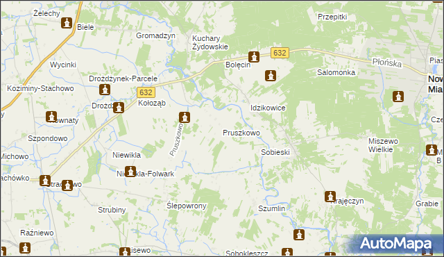 mapa Pruszkowo gmina Sochocin, Pruszkowo gmina Sochocin na mapie Targeo